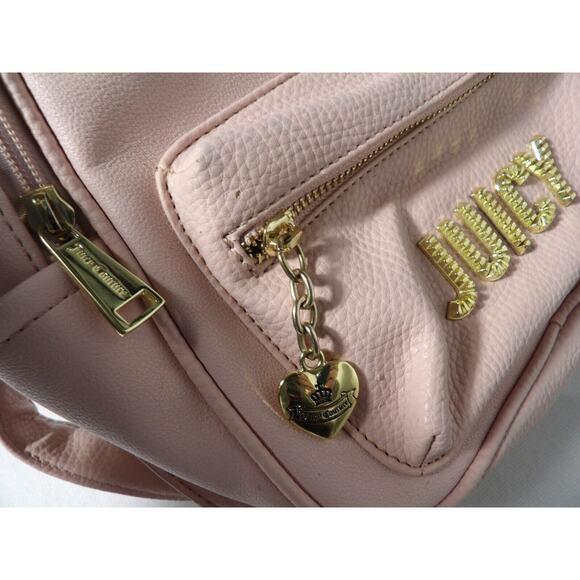 Juicy Couture Mini Backpack Blush Purse Pink Y2K Faux Leather Gold - Picture 12 of 12